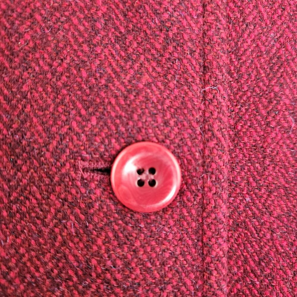 Pendleton 10 Red Herringbone Wool Button Down Bla… - image 3